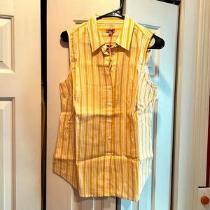 Summer Fun Linen Stipe Sleeveless Blouse